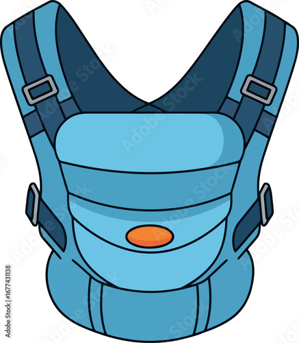 Blue baby carrier front view illustration vector