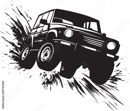 Vehicle Evasive Maneuver A vehicle making a sharp turn. full length silhouette black vector illustration