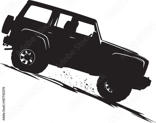 Sharp Turn Vehicle A black silhouette vector of a vehicle performing an evasive maneuver.