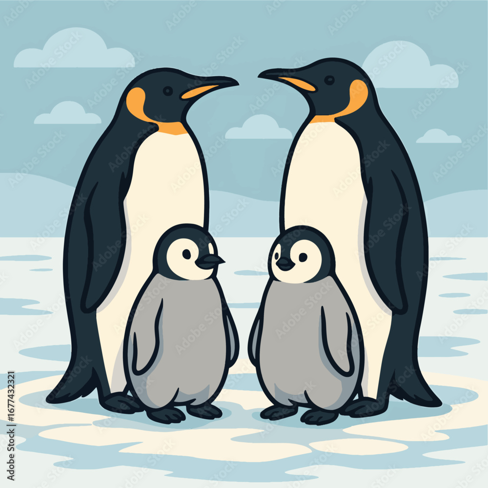Obraz premium penguin family graphic t-shirt design vector illustration