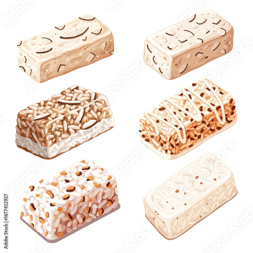 Vector Coconut Snack Bar Illustration Set