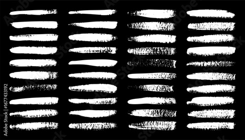 Grunge brush strokes, lines, ink smudges, hand-drawn scribble shapes. Handmade sketchy marks, acrylic stains, charcoal streaks. Paint textures, dry brush effect. Marker underline. Vector illustration
