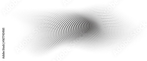 	
Flowing Wave Dot Halftone Pattern: Curve Gradient Shape on Transparent Background. Suitable for AI, Tech, Network, Digital, Science, and Technology Themes.