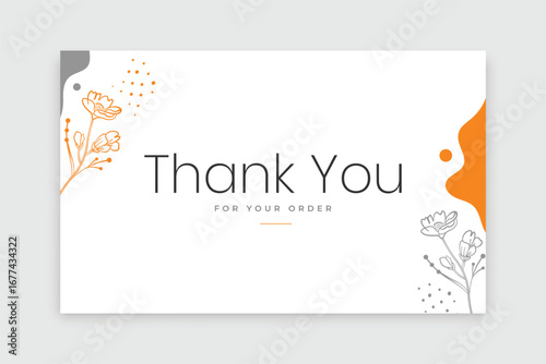 abstract thank you card with botanical leaves decor