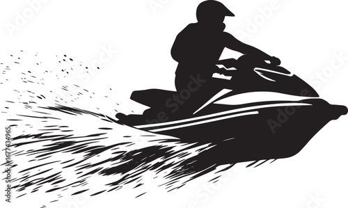 Swift Paddling A black vector illustration of a person paddling with speed in a canoe, racing on the water.