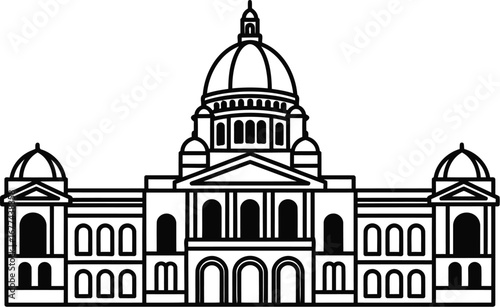 Illustration of a state capitol building with a dome