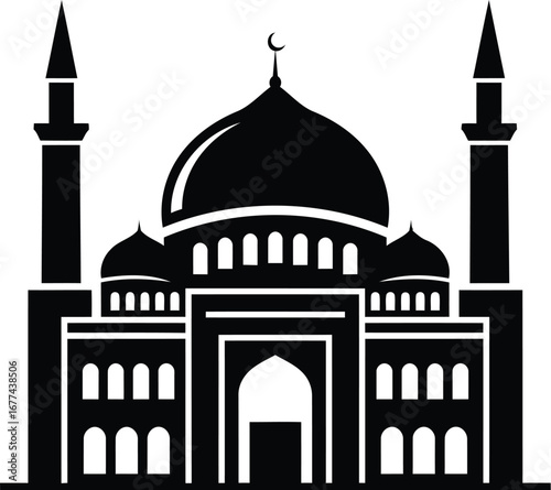 Illustration of a mosque, representing islamic architecture and religion