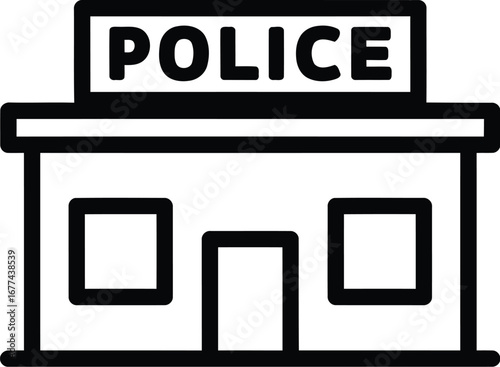 Illustration of a police station building, a symbol of law