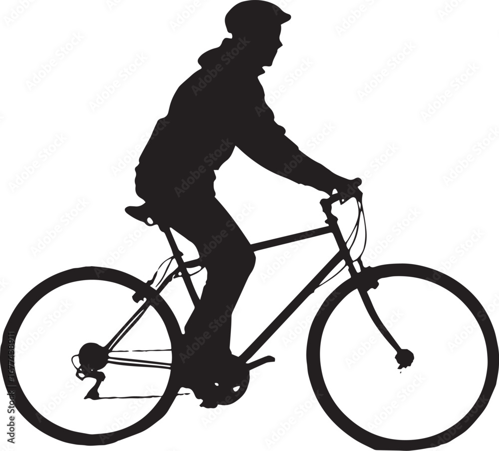 Obraz premium Slow Rider A person cycling at a steady, relaxed pace, one foot possibly near the ground. full length silhouette black vector illustration