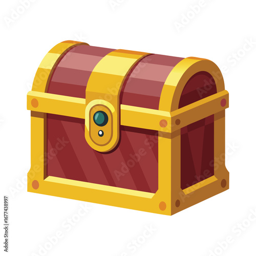 Treasure Chest Isometric Vector – Gold Coins and Gems Illustration