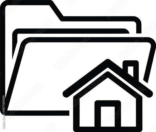 Vector art of folder with house icon representing home related documents and property files