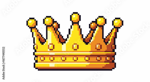 A pixel art depiction of a golden crown, regal and ornate in design.