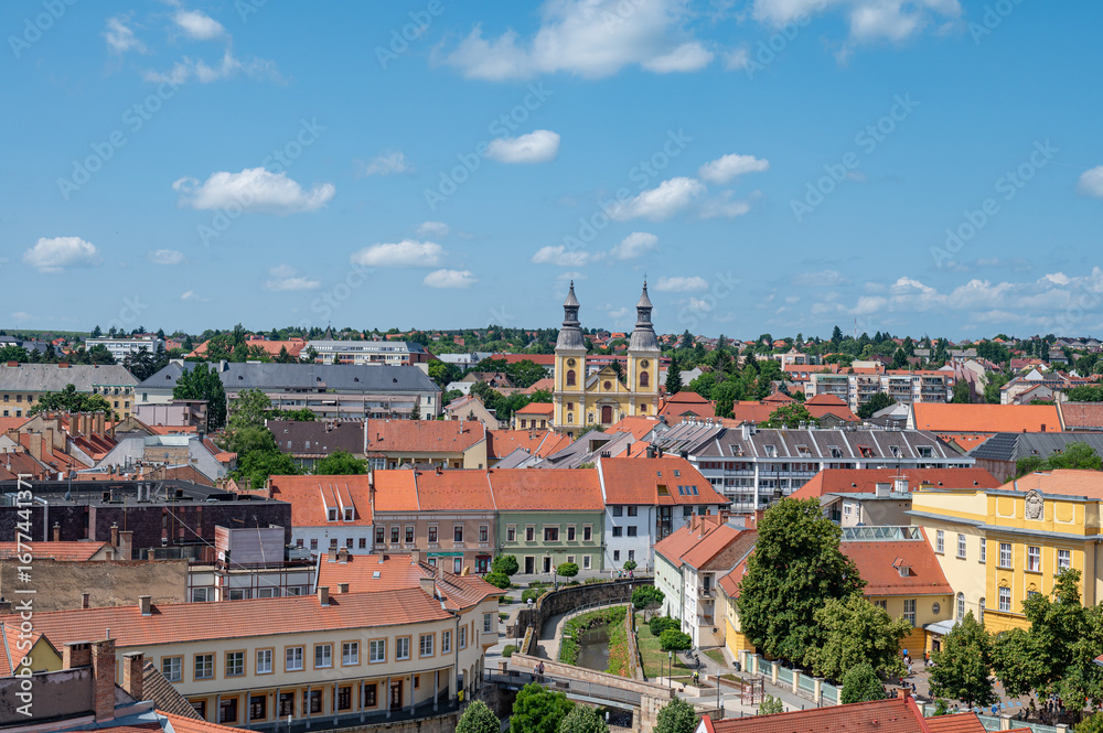 Obraz premium Panoramic view to the old town of Eger Hungary