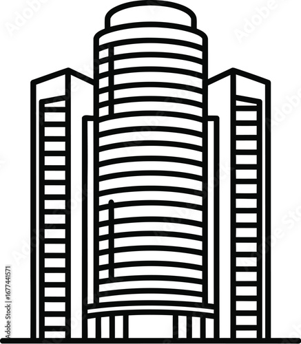 Vector art of modern skyscraper building showcasing urban architecture design