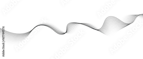 Flowing Dot Wave halftone gradient pattern on transparent background	
