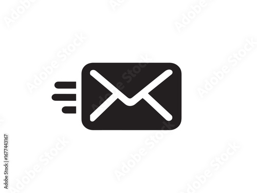 Classic air mail envelope icon in silhouette style