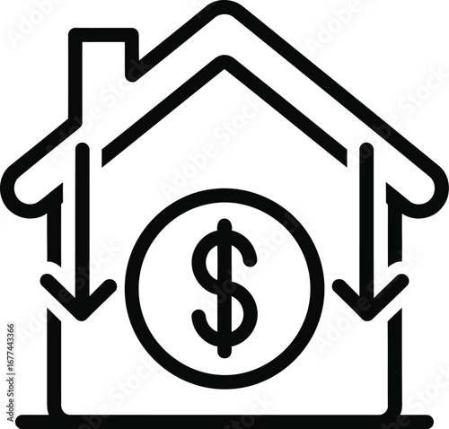 Vector art of a house with a dollar sign inside, representing investment in real estate