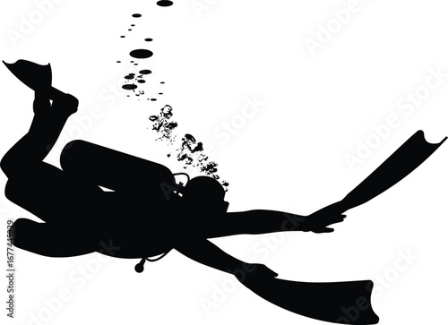 scuba, diver, underwater, ocean, fins, bubbles, diving, silhouette, sea, air, oxygen, exploration, marine, swimming, equipment