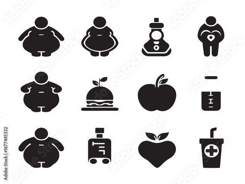 Bariatric surgery collection vector medical icon set