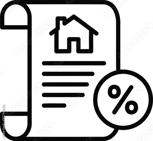 Vector art of document with a house and percentage sign