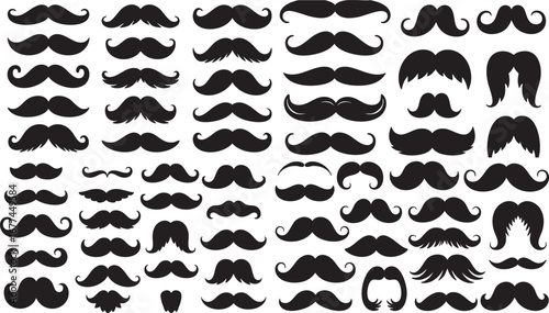 Trendy mustache mania for creative projects, design elements, and stylish vintage charm, perfect for parties