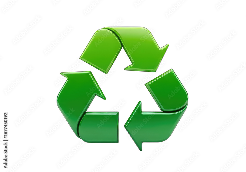 Obraz premium Shiny Green Recycle Symbol on Transparent Background Eco Friendly Concept Sign