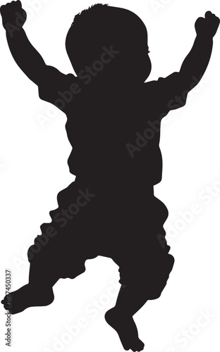 Dancing Infant Silhouette Full-length silhouette of a baby in motion, arms and body swaying to the beat.