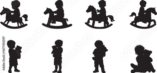 Sitting in a Cradle Silhouette A baby lying down in a rocking cradle, peaceful. full length silhouette black vector illustration