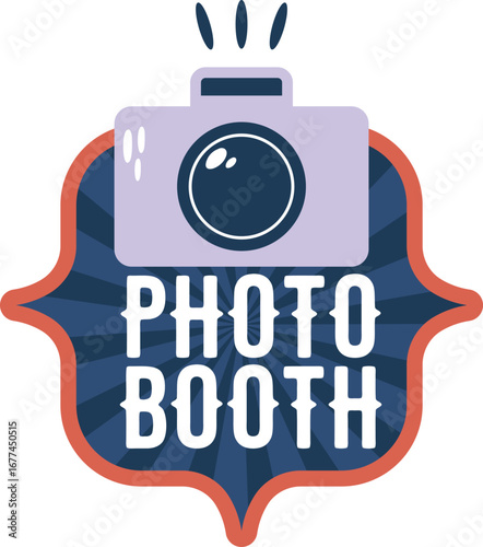 Photo booth advertising label vector illustration