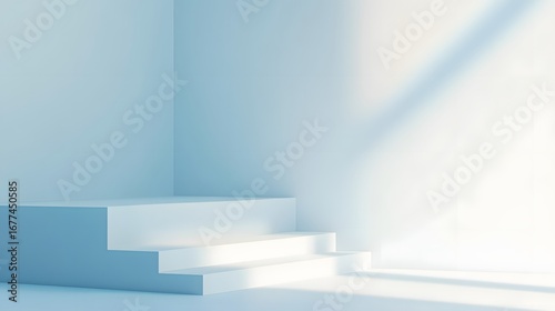 Wallpaper Mural Soft Blue Interior Space with Steps and Gentle Light Play Torontodigital.ca
