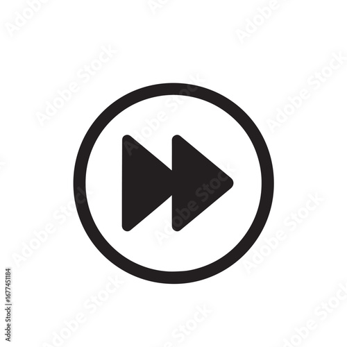 Fast Forward silhouette black and white vector icon