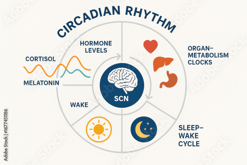 Circadian Rhythm Diagram: Hormones, Organ Clocks, Sleep Cycle [Illustration]