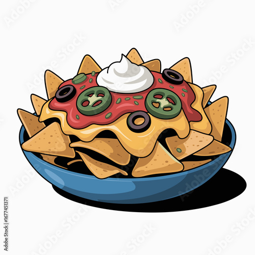 Nachos Supreme with Cheese and Jalapeños Illustration