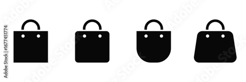Shopping Bag Icons Set – Paper Package and Online Shop Symbol Collection in Outline Vector Design