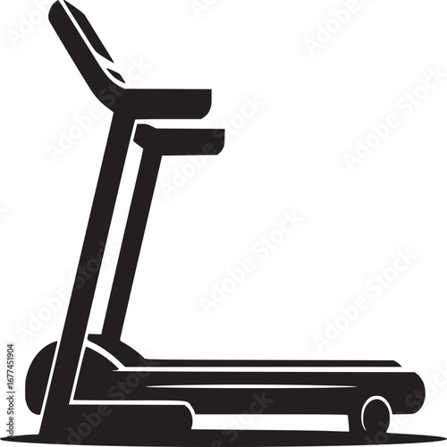 A simple black treadmill illustration on a white background in a minimalist style design image view