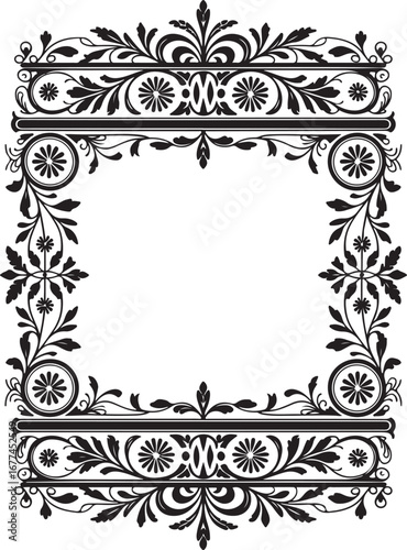 Ornate Floral Frame Vector Illustration with Decorative Elements and Flourishes for Elegant Designs