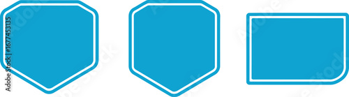 Set of Light Blue Shapes Bordered with White, Including an Arrowhead and a Rounded Rectangle, Isolated on a White Background Ready for Text