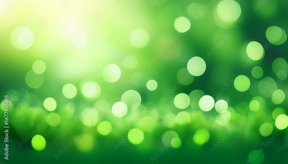 Fototapeta premium green blurred bokeh lights creating a dreamy and ethereal background for spring themed designs dreamy banner