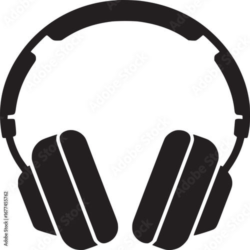 A simple black and white image showcasing a pair of headphones against a plain white background