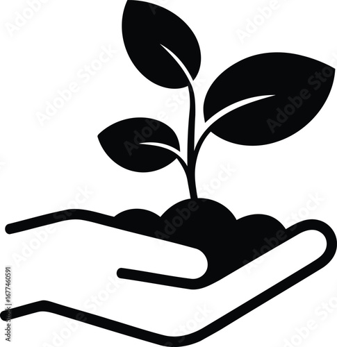 Nurturing Growth A Symbol of Environmental Stewardship and Sustainability Featuring a Hand Gently Holding a Sprout Emerging from Soil representing New Beginnings and a Commitment to Conservation