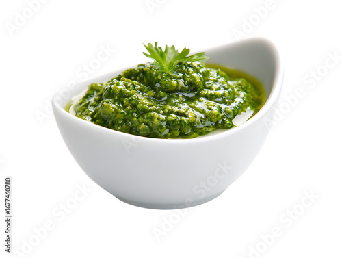 Soy pesto tartar sauce in white ceramic bow in th delight 