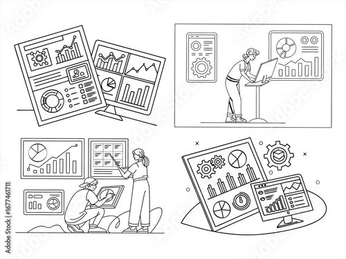 coloring page line art the hobby black vector bundle