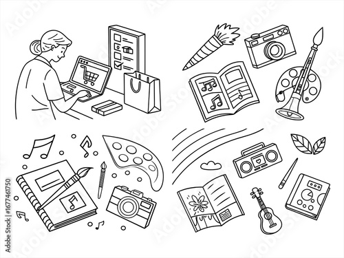 coloring page line art the hobby black vector bundle