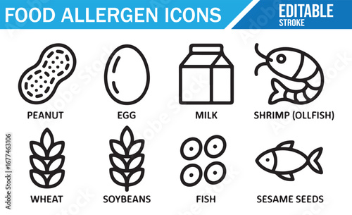 Icons Representing Food Allergens for Safe Consumption