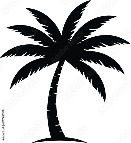 Vector art of silhouette of a tropical palm tree on a, perfect for summer themes