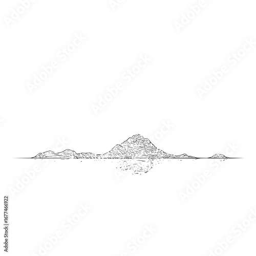 Mountain range landscape sketch vector illustration for travel and nature themed design and background use