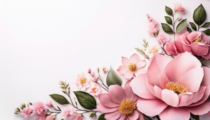pink floral corner design sketch illustration