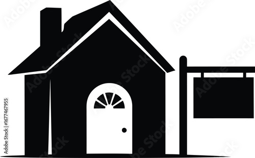 Vector art of house with sign, perfect for real estate and property related designs