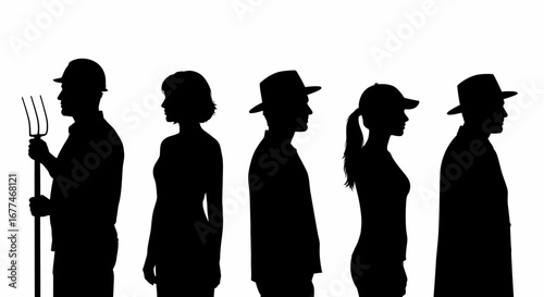 Diverse group of people in silhouette representing various professions and backgrounds