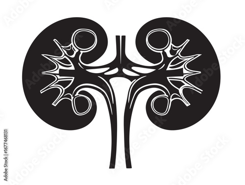 Professional Medical Nephritis Kidney Icon in Clean Anatomical Silhouette Vector Style